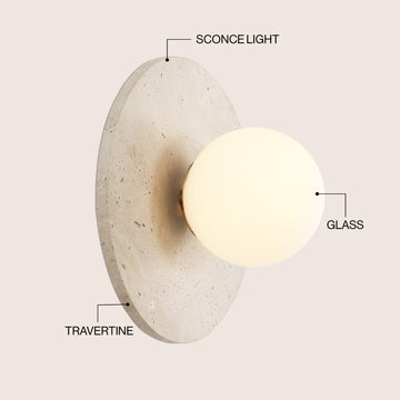 Tivoli 12" Modern Minimalist 1-Light Ovoid Travertine LED Wall Sconce